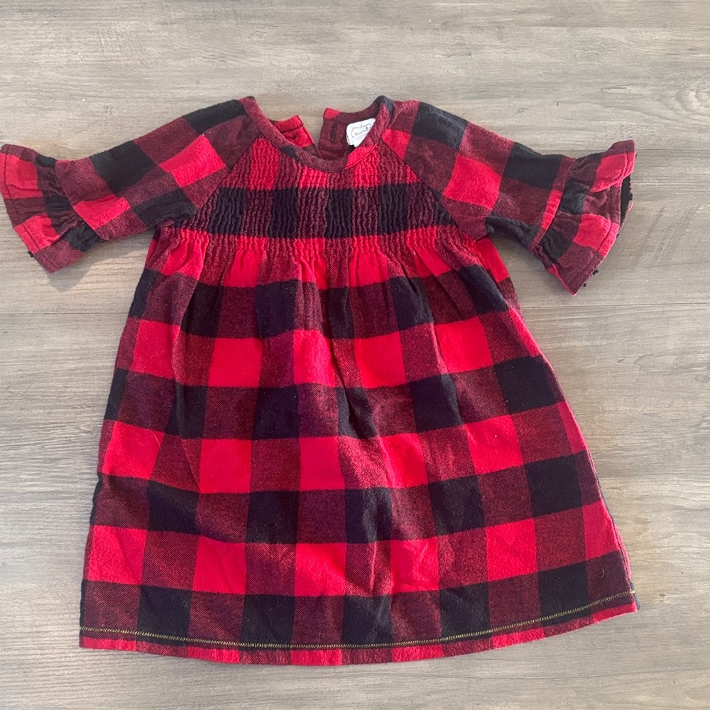 Plaid Red and Black Kids Dress